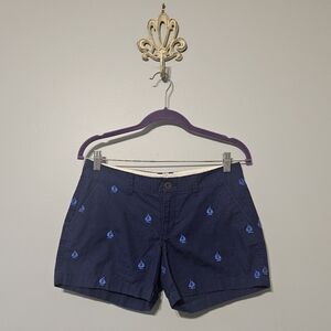 Old Navy Dark Blue Women Shorts with Embroidered Sailboats